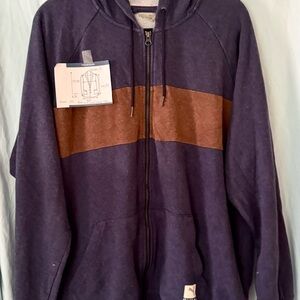 Puma Full Zip Hoodie Jacket Unisex Blue W/Brown Stripe Size XL
